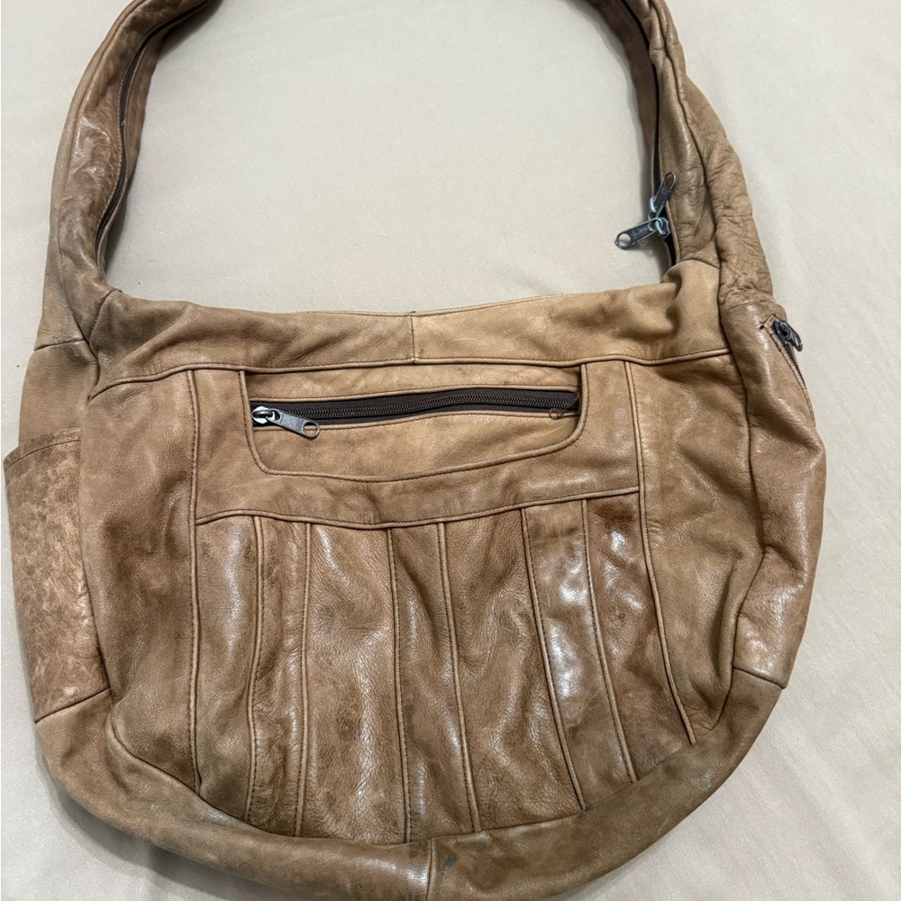 Elegant Brown Leather Hobo Bag